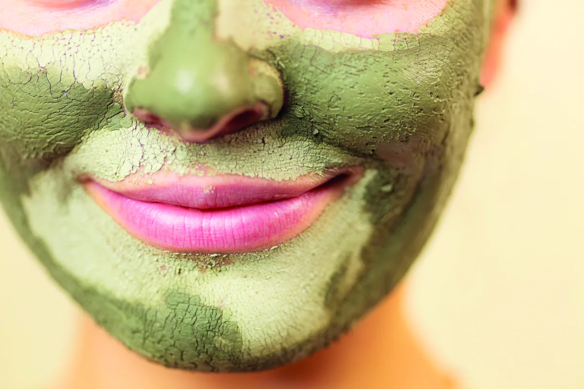 Skin,Care.,Woman,Face,With,Green,Clay,Mud,Mask,Close